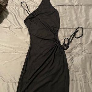 Black Asymmetrical Neck Bodycon dress